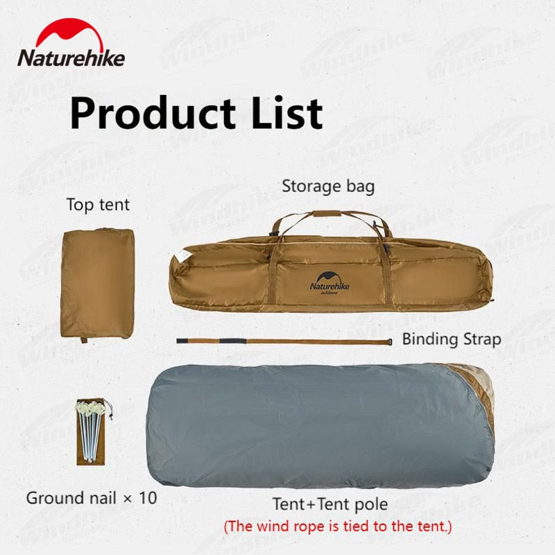 Naturehike Outdoor Camping Beach Tent 210T Automatic Quick Build Poles 2-Way Dry Wet Separation Changing Shower Toilet Comfort Room Multi Purpose Tent