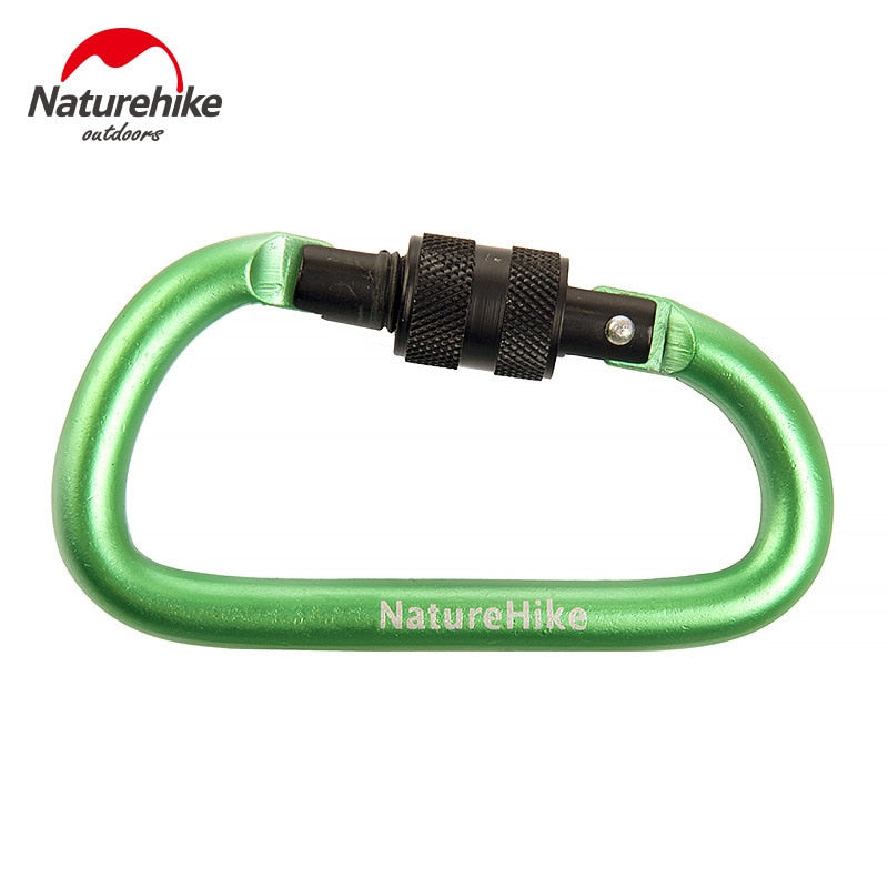 Naturehike 8cm D Type Carabiner Safety Hook Buckle with Lock Camping Tent Hanging Accessories 60kg Max Load Ultralight Hiking Key Chain