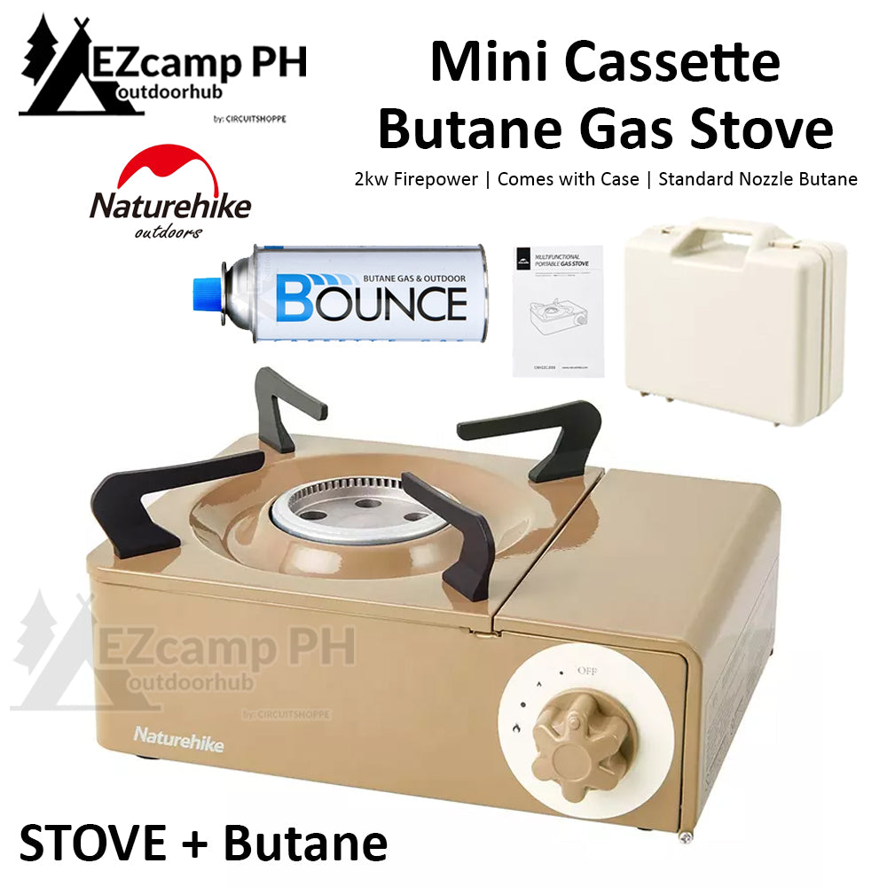 Naturehike Mini Cassette Butane Gas Stove with Carry Case for Standard Nozzle Type Canister Fuel 2kw Firepower Outdoor Portable Camping Burner