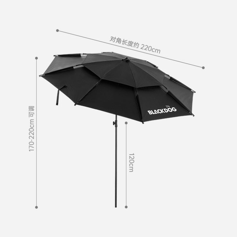 BLACKDOG by Naturehike Camping Waterproof Beach Picnic Umbrella Tarp Canopy Awning Sun Shade Shelter Tent Outdoor Folding 220cm Rubber Vinyl Coated