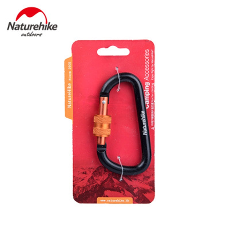 Naturehike 8cm D Type Carabiner Safety Hook Buckle with Lock Camping Tent Hanging Accessories 60kg Max Load Ultralight Hiking Key Chain