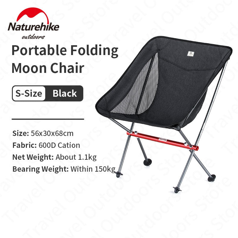 Naturehike YL05 Outdoor Ultralight Folding Chair 1.1kg Aluminum Alloy Support up to 150kg Max Load Beach Moon Chair Camping Travel Hiking Backpacking