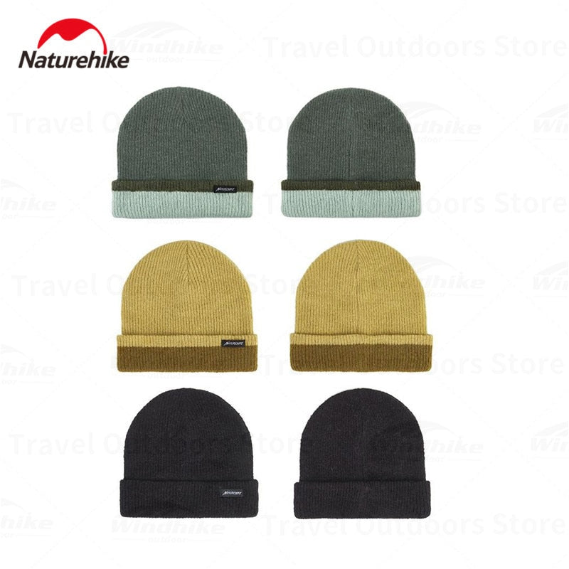 Naturehike Winter Warm Double Layer Premium Wool Hat for Men Women Outdoor Sports Unisex Bonnet Knitted Hat Trendy Color Blocking Knit Hat Cap Bonet