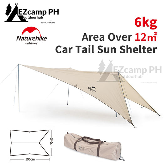 Naturehike Gabled Car Back Awning Canopy Camping Tarp Tent 150D Oxford Cloth UPF50+ with 3 Poles Car Camp Tail Sun Shade Rain Fly Waterproof Windproof