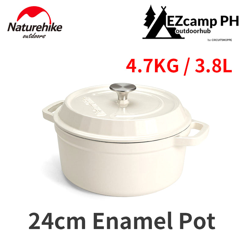 Naturehike Outdoor Picnic Enamel Pot 3.8L High Capacity Home Kitchenware Travel Camping Cast Iron Pot With Anti Scald Clip