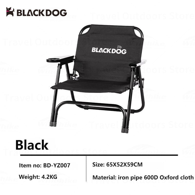 BLACKDOG by Naturehike Black Portable Folding Low Chair with Coffee Cup Holder Version 200kg Max Load Kermit Lying Camping Outdoor Foldable Seat