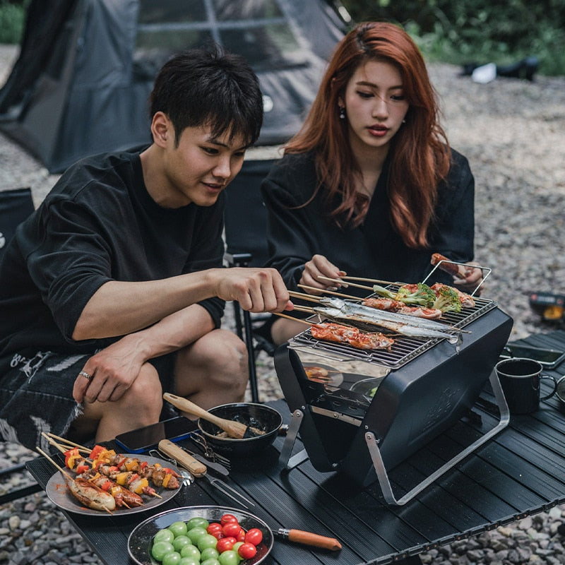 BLACKDOG by Naturehike Portable Black Suitcase Type Charcoal Folding BBQ Grill Outdoor Camping Foldable Lightweight Heavy Duty Stainless Steel Griller