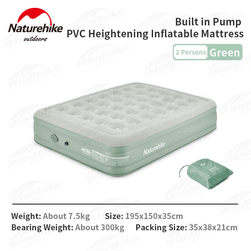 Naturehike Outdoor Automatic Inflatable High Bed Lazy Air Mattress Bed Portable Camping Tent Sleeping Pad Thick Heightened Built-In Pump