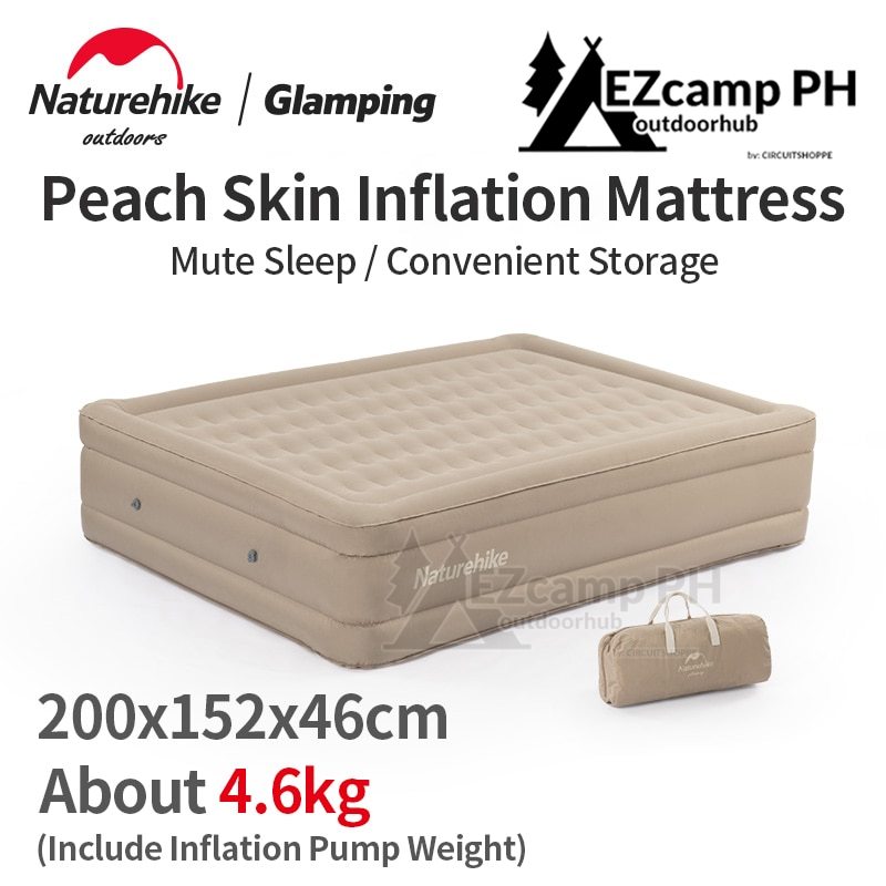 Naturehike Air Inflatable Heightened Mattress Camping Sleeping Bed 28CM to 46CM Thick Mat Pad Comfortable Low High with Optional Air Pump Bundle