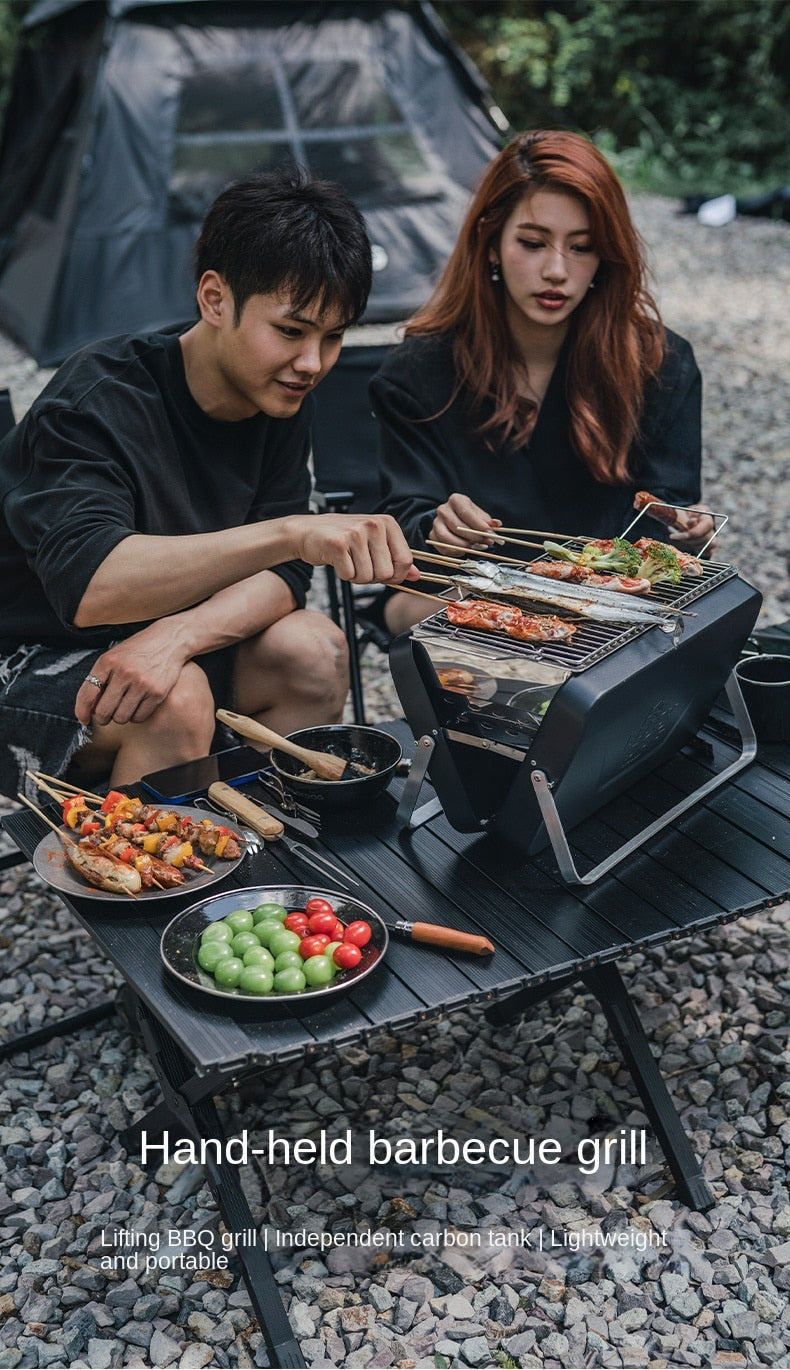 BLACKDOG by Naturehike Portable Black Suitcase Type Charcoal Folding BBQ Grill Outdoor Camping Foldable Lightweight Heavy Duty Stainless Steel Griller