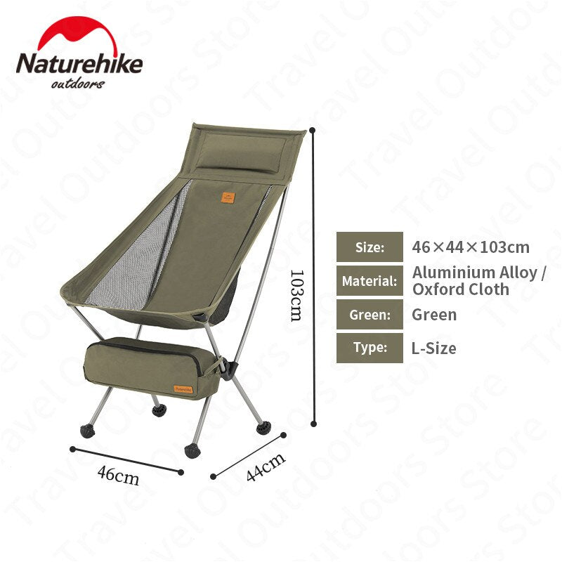 Naturehike Portable Folding Moon Chair Outdoor Camping Medium Large Foldable Ultralight Weight Aluminum Alloy 600D Oxford 120KG Max Load YL09 YL10