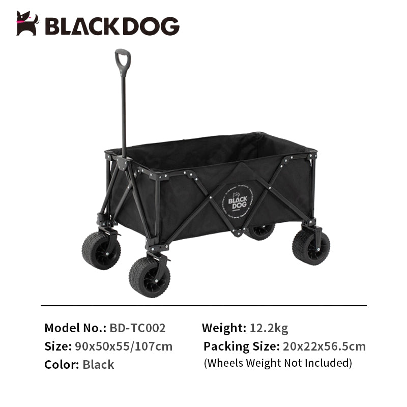 BLACKDOG by Naturehike 150L Wide Wheel 4 Way Folding Camping Trolley Cart Equipment Carrier Foldable 120kg Max Portable Detachable Wheel White Black