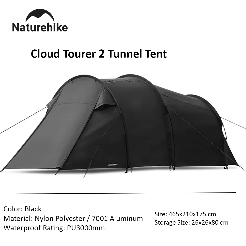 Naturehike Cloud Tourer 2 Ultralight Motorcycle 2 Person Camping Travel Tent Portable Outdoor Motocamping Waterproof Tunnel Tent Moto Motor Shelter